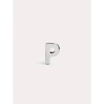 Pendiente Suelto Singularu Letter Plata - Elegante Pendiente de Plata con Baño de Rodio y Letra P
