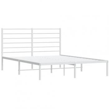 Estructura de Cama de Metal con Cabecero Blanco 120x190 cm