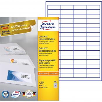 Avery-Zweckform Universal Labels, White 48,5x16,9mm, 48.5 x 16.9 mm