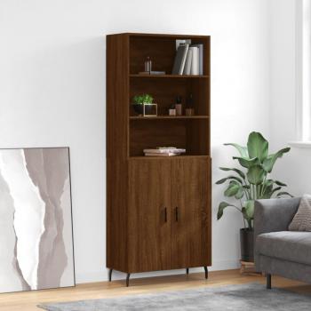 Aparador alto de madera contrachapada marrón roble 69,5x34x180 cm