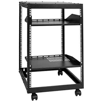 Vevor 15U Adjustable Depth Open Frame Server Rack (15''-40''), Free Standing or Wall Mount, 4 Post AV Rack with Casters