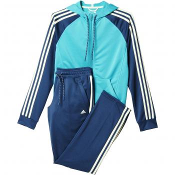 adidas New Young Knit - Chándal para mujer, color azul / turquesa / blanco, talla LL