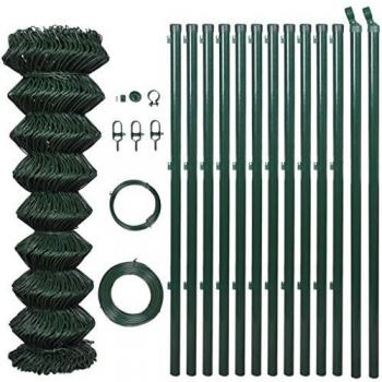 Green Steel Chain Link Fence with Posts 1.5x25 m (59.1x 984.3)