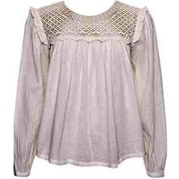 Superdry Mujer Camiseta de Manga Larga y Encaje Ellison Ostra 40