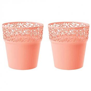 2x Maceta de plástico WELLHOME Tree en color melocotón 12 x 12 x 12,2 cm