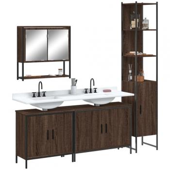 Conjunto de muebles de baño 4 piezas de madera contrachapada de roble marrón multicapa