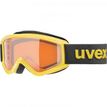 Máscara de esquí Uvex Speedy Pro amarilla y negra con lente Lasergold naranja para niños