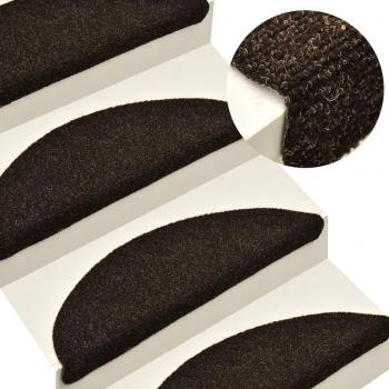 Esteras escaleras autoadhesivas 10 piezas marrón oscuro 65x21x4 cm Barriga