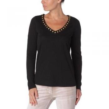 Manoush - Camiseta de manga larga para mujer, color negro, talla l
