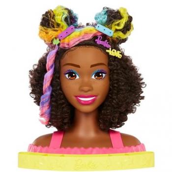 Barbie Muñeca Styling Head Ultra Hair con cabello rizado arcoíris, accesorios para peinar, juguete para +3 años