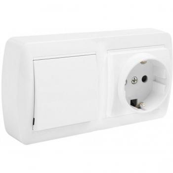 Base de enchufe Solera mur63u Schuko Bipolar Doble Interruptor/Conmutador Blanco Superficie 16 A