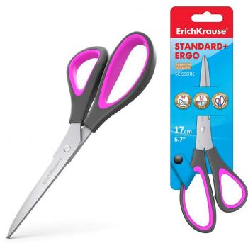 Tijeras Erichkrause Standard+ Ergo - Cuchillas de Acero Inoxidable, Afilado Doble Avanzado, Resistente a la Corrosión - Mangos Ergonómicos (Color Variado)