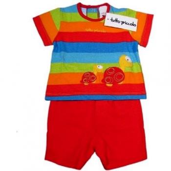 TUTTO PICCOLO Tortilla mixte bébé ensemble shorts et tee shirt rayures animal
