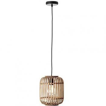 Lámpara colgante Woodrow, Ø 21.5 cm, madera clara, bambú/metal, E27 60W