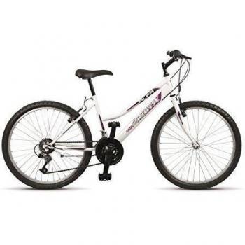 Orbita ALFA 26 - Bicicleta BTT de montaña para mujer, 18 velocidades, cuadro 16'' acero, frenos V-Brake, blanca,