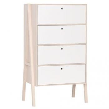 Cómoda Calicosy 3 Cajones y 1 Puerta Abatible - Blanco y Beige