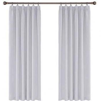 UMI Amazon Brand Cortinas Dormitorio Moderno Tela Suave Gruesa para Ventanas de Habitación Juvenil Fruncido 2 Piezas 107x214cm Gris Blanco