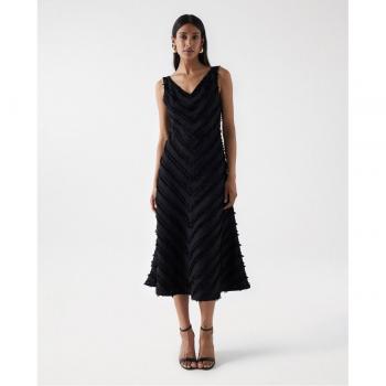 Salsa Jeans - Vestido midi sin mangas con detalle de flecos