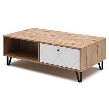 Mesa de Centro Nizza Vicco, Roble Artesanal/Blanco, 110 x 37 cm