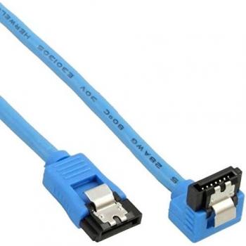 InLine 27705F SATA 6Gb/s Connection Cable Round Angled Blue with Lug 0.5 m