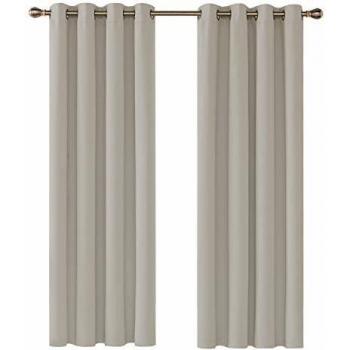 Deconovo Cortinas Salon Dormitorio Moderno Blackout Curtain Suave para Ventanas de Habitación Infantil con Ojales 2 Piezas 132 x 214 cm Beige Claro