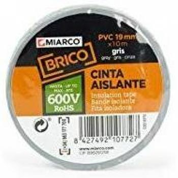 miarco 10772 10772-Cinta Aislante de PVC Brico Gris 19mm x 10m