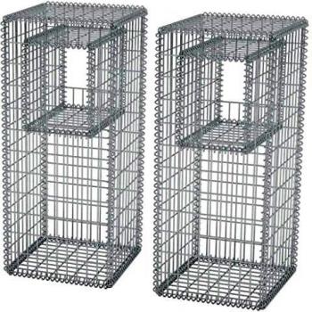 vidaXL 2x Jardinera Poste Gaviones Rectangular Acero Galvanizado 50x50x120 cm
