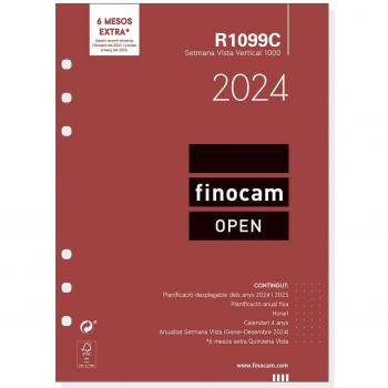 Finocam Open R1099C 2024 Recambio Anual Semana Vista Vertical Catalán 155x215mm Enero-Diciembre