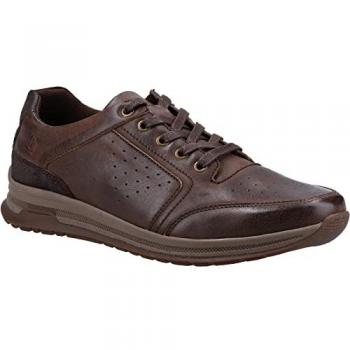 Hush Puppies Joseph Men's Brown Leather Memory Foam Lace-Up Sneakers - Size UK 6
