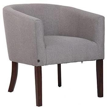 Sillón CLP Nemea tapizado en tela gris antiguo con patas de madera