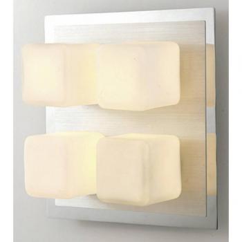 Lámpara de techo IP44 Cube 4 Bombillas cromo pulido y aluminio / cristal opal