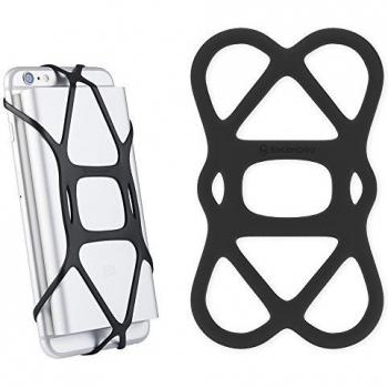 Sinjimoru - Soporte de Silicona para Banco de energía, Banda de Seguridad de Silicona para teléfono portátil, Correas de Soporte de teléfono para Bicicleta, Negro, 1 Unidad