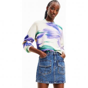 Desigual Elegant Crew Neck Sweater with Contrast Detailing - XL