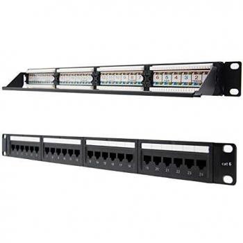 NANOCABLE 10.21.3124 - Panel de parcheo de 24 Puertos RJ45 Cat.6 UTP, para Rack de 19 1U Dual IDC, Negro