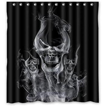 Único y genérico Calavera Art diseño de patrón personalizadas impresas tejido impermeable cortina de ducha de poliéster 66 x72