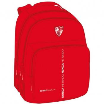 Mochila Escolar Sevilla F.C. Adaptable a Carro, Doble Compartimento, 320x150x420mm, Rojo