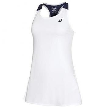 Vestido Asics Court Dress 2042a268 Mujer - Blanco, Azul Oscuro, para tenis, ajuste cómodo, tejido transpirable, diseño moderno