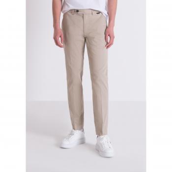 Beige Slim-Fit Stretch Cotton Trousers for Men, 2XL