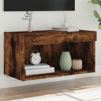 Mueble para TV con luces LED 60x30x30 cm, Mueble de Salón en roble ahumado, color marrón