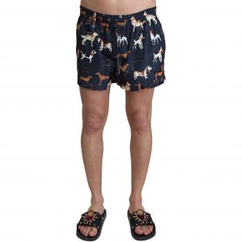Dolce & Gabbana Blue Dog Print Beachwear Shorts Men Swimwear - IT4 | S
