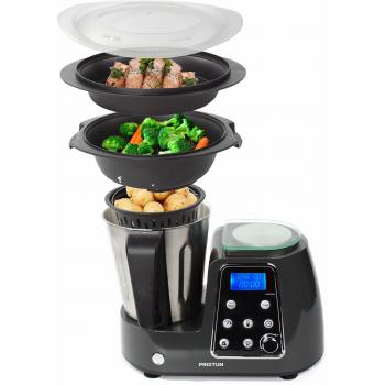 PRIXTON Kitchen Gourmet KG200 - Robot de Cocina Multifunción Programable con Accesorios, Acero Inoxidable