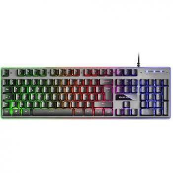 Mars Gaming MK220FR, Teclado Gaming H-Mech, FRGB Rainbow y Halo, Antighosting, Idioma Francés