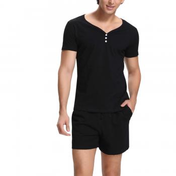 Hawiton Pijama Hombre Verano Corto de Algodón con Pantalón, Simple y Generoso