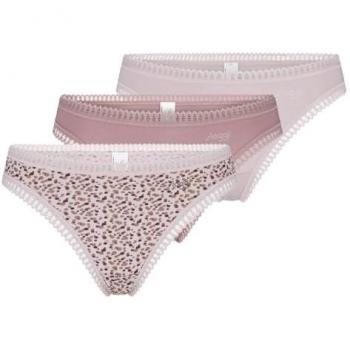 String Sloggi Go Crush con Encaje, Pack de 3, Talla M, Color Malva - Confortable y Transpirable para Mujeres