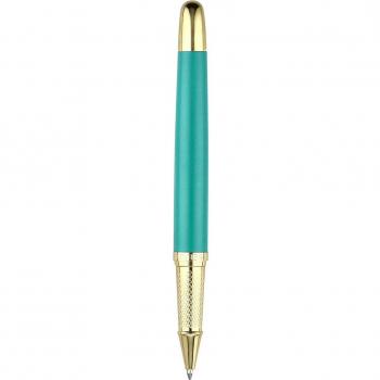 Bolígrafo Belius Soiree Aluminio Color Art Deco Turquesa y Dorado Tinta Azul Caja de Diseño