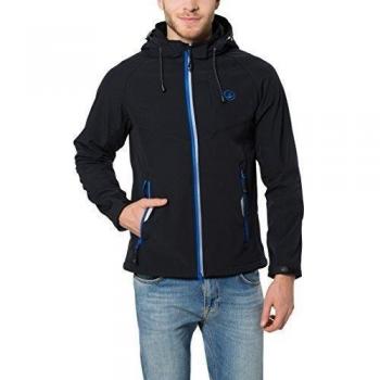 Ultrasport Miro - Chaqueta deportiva Softshell para hombre, con capucha extraíble, color negro, talla L