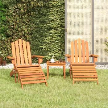 Adirondack 3-Piece Solid Acacia Wood Garden Lounge Set