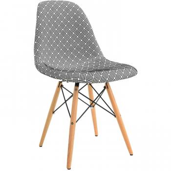 SuperStudio lo+demoda Wooden Patchwork Lines - Silla, Tela, 66 x 41 x 41 cm, Color Blanco y Negro