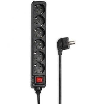 Hama 30394 - Regleta de 6 Tomas con Interruptor, 230 V, 1.4 m, Negro