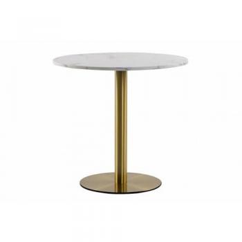 Mesa de Comedor Inoxidable y Mármol Dorado/Blanco, 80x80x75 cm - Elegante y Moderna - Resistente y Duradera